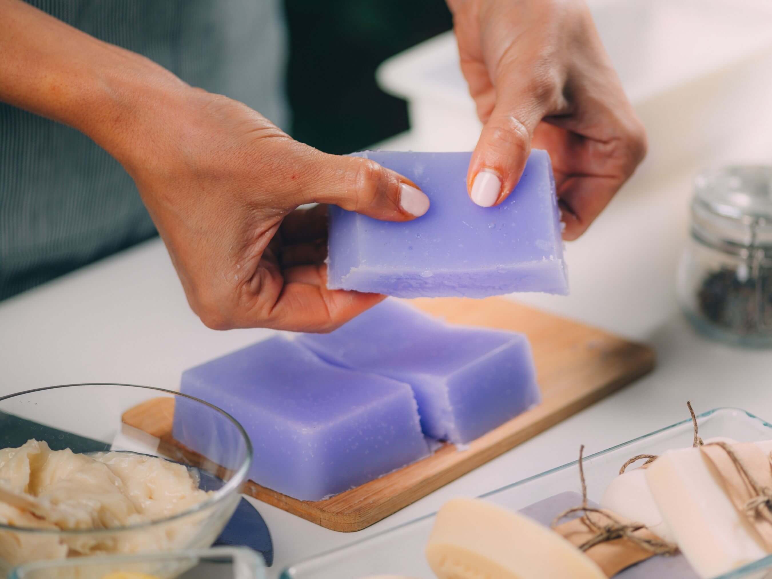 woman making soap